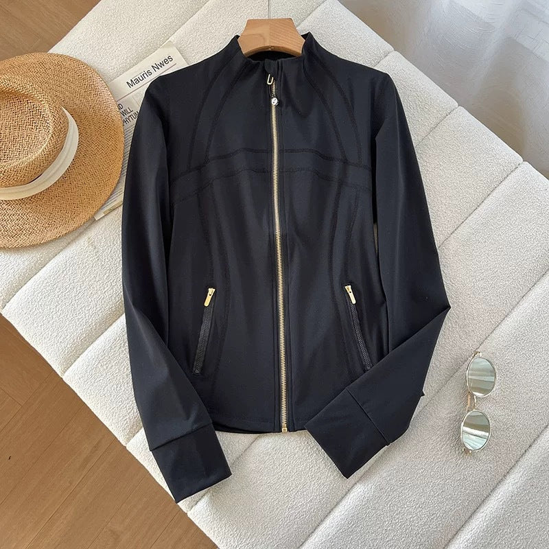 Damen Sportjacke Hochkragen Reißverschluss