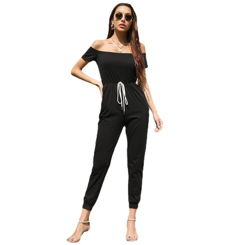 Damen Jumpsuit Schulterfrei Verstellbarer Bund Norvielle