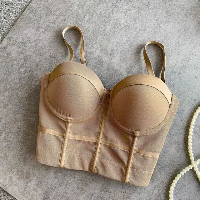 Damen Bustier- Figurbetonter Bügel-BH transparentes Mesh