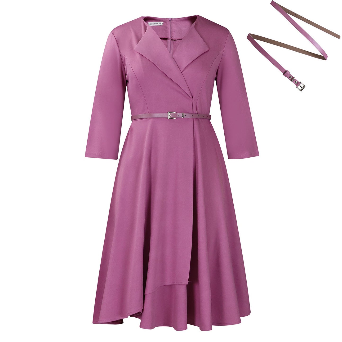 Damen Wickelkleid Elegante Taillierung Polyester