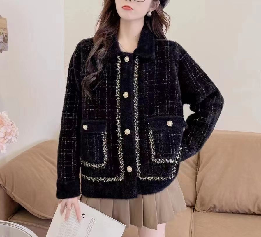 Damen Jacke Hahnentrittmuster Elegantes Design