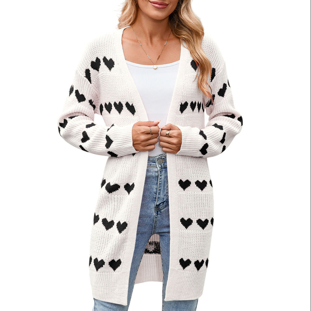 Damen Strickjacke Herz-Muster Norvielle