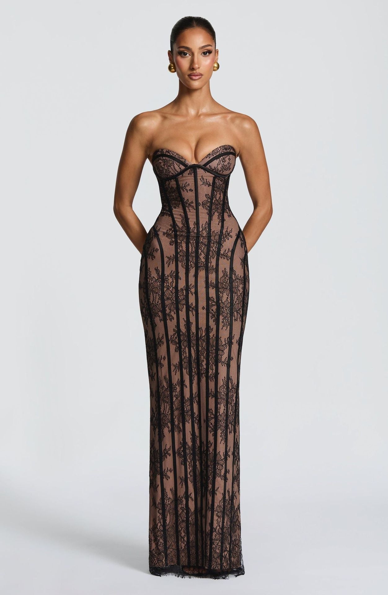 Damen Spitzenkleid mit Bustier-Oberteil und feinen Details Norvielle