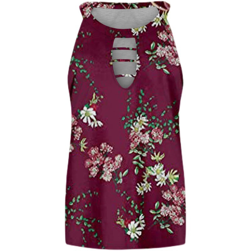 Damen Ärmelloses Oberteil Mandala-Muster Cut-Out