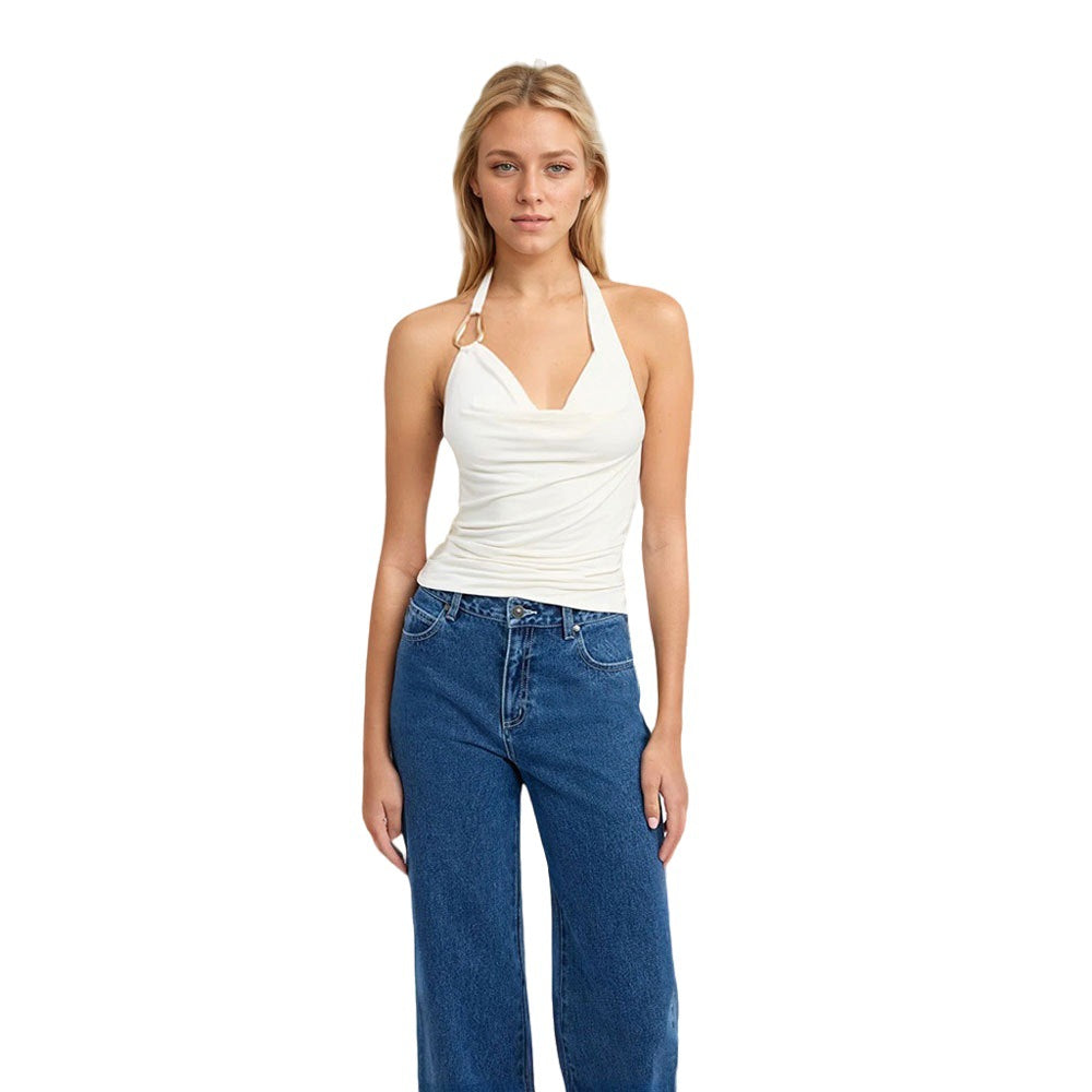 Damen Halterneck- mit Drapierung und Ringdetail