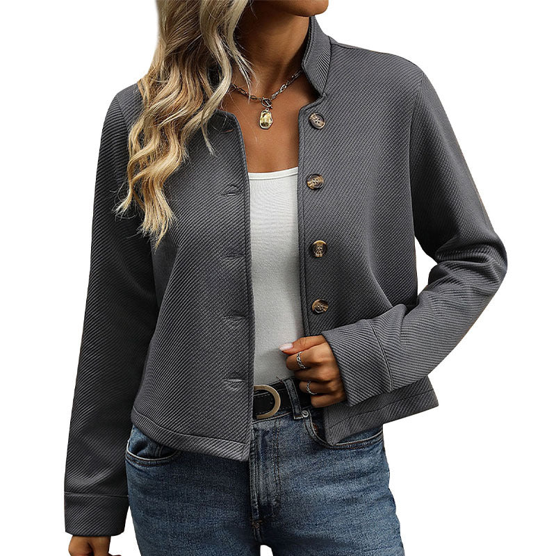 Damen Blazer Strukturiert Modern Knöpfe