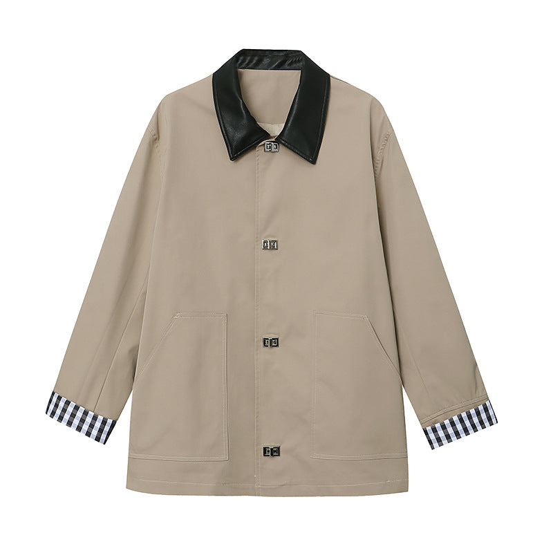 Damen Übergangsjacke Lederkragen