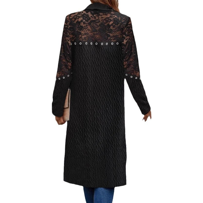 Damen Longjacke Spitzen-Design