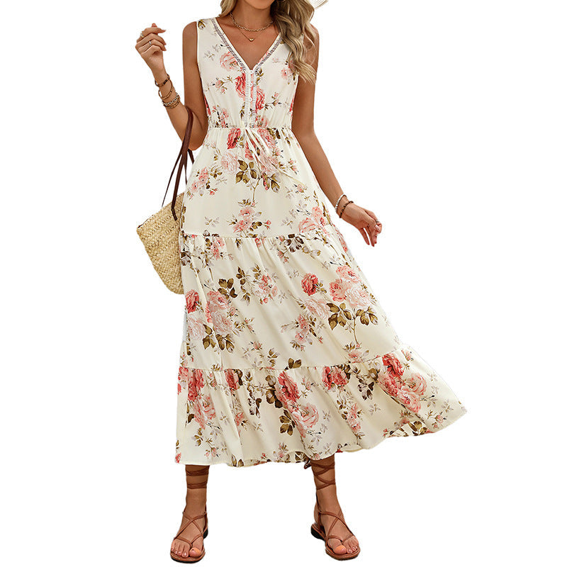 Damen Maxikleid Floralmuster Rüschen Norvielle