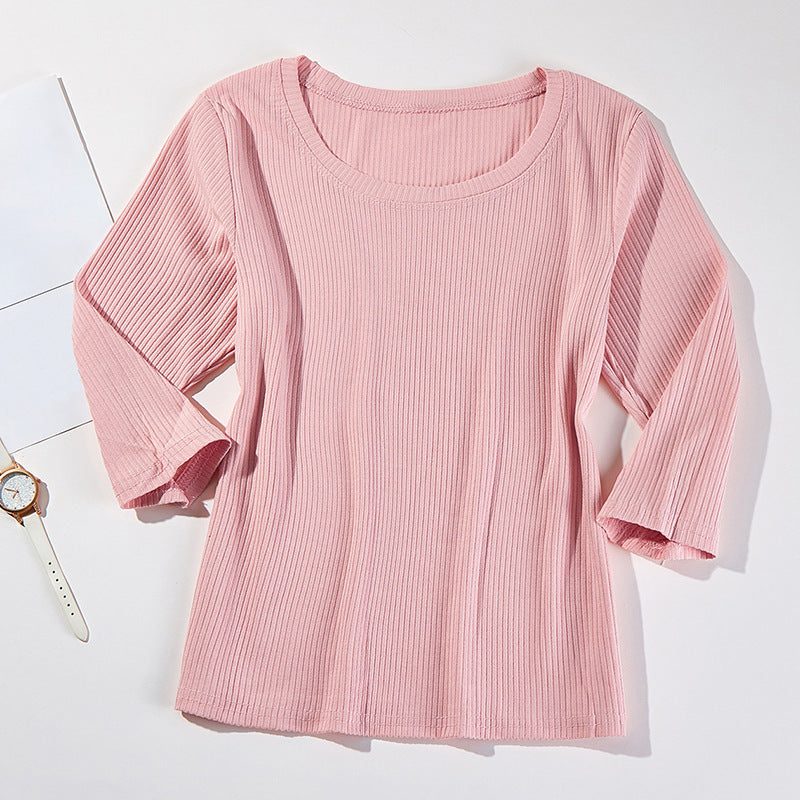 Damen Pullover Rippstoff 3/4 Ärmel Beige