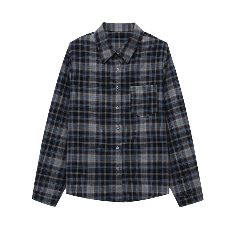 Damen Karierte Bluse Elegantes Design Baumwolle Weiß/