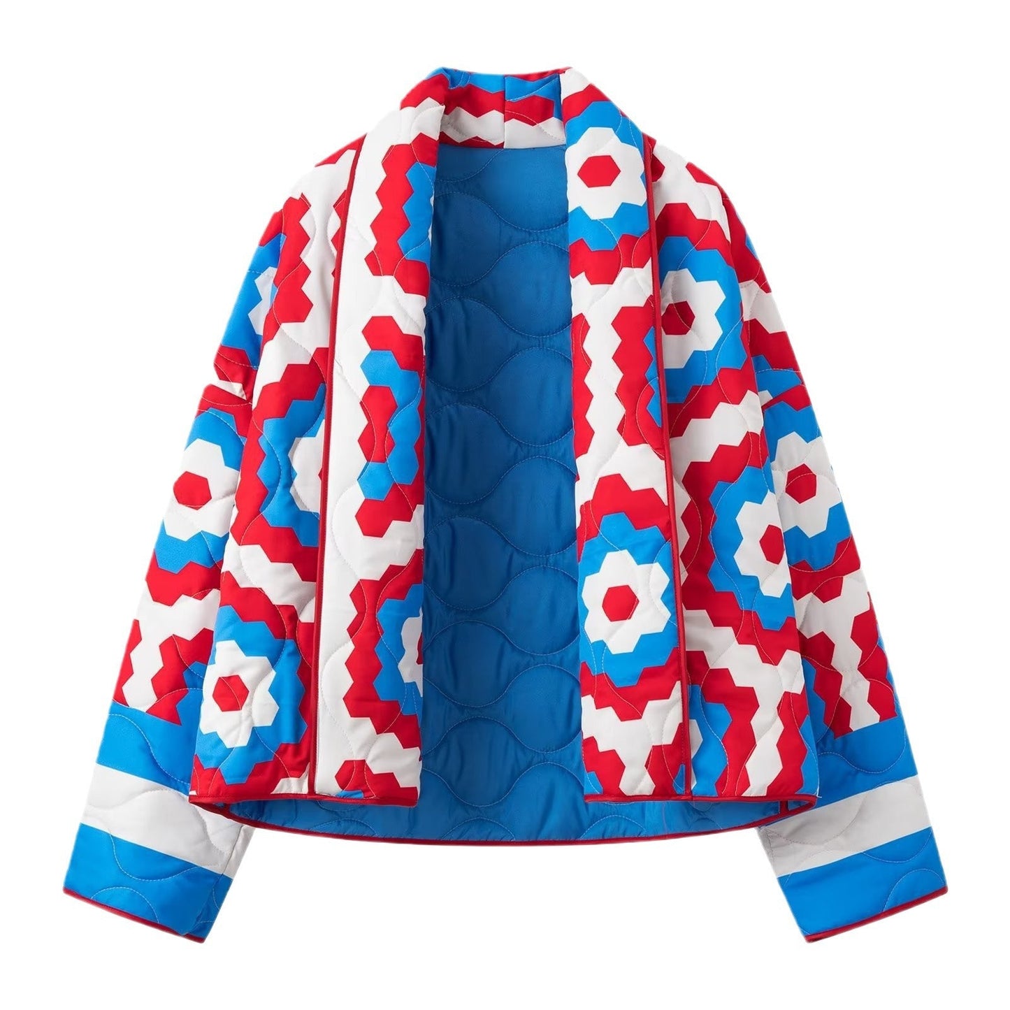 Damen Steppjacke Geometrisches Muster Bequem