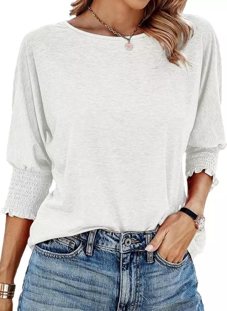 Damen Shirt mit Ballonärmeln Rüschendetails Norvielle