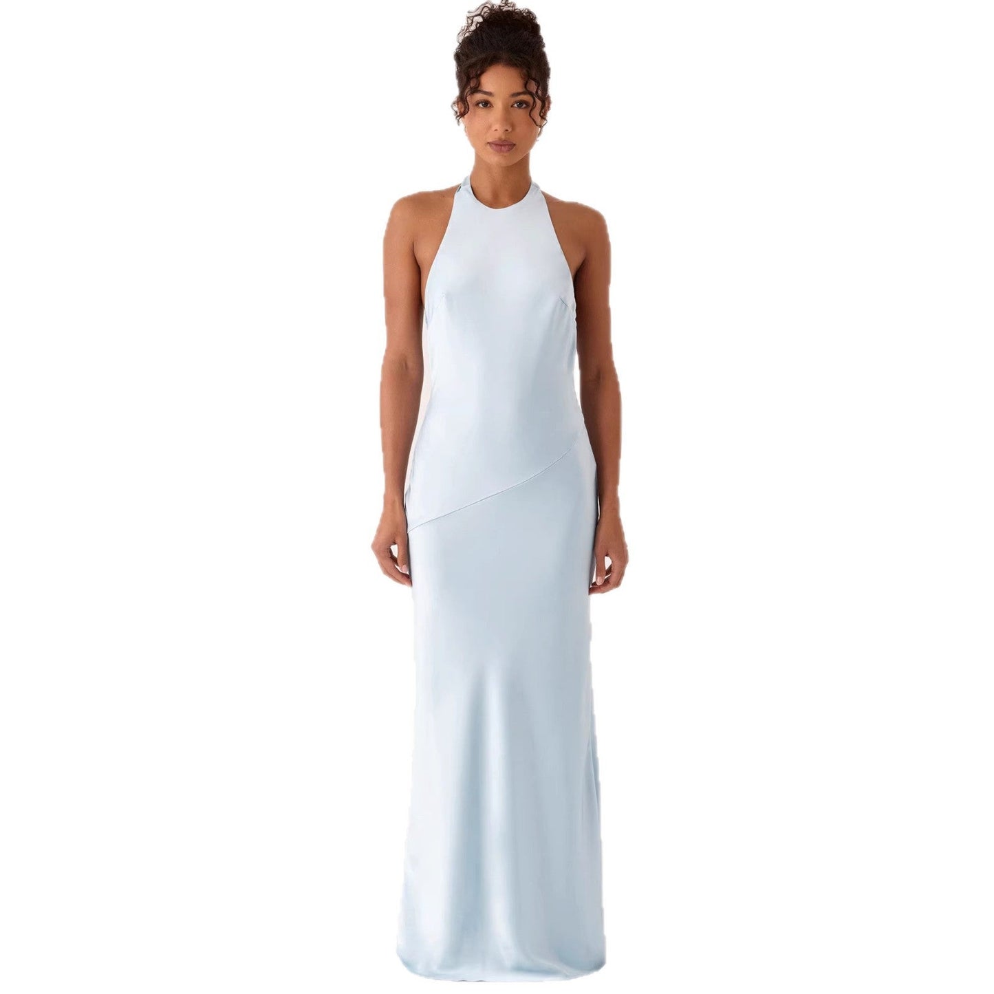 Damen Abendkleid Elegantes Halterdesign Fließender Stoff