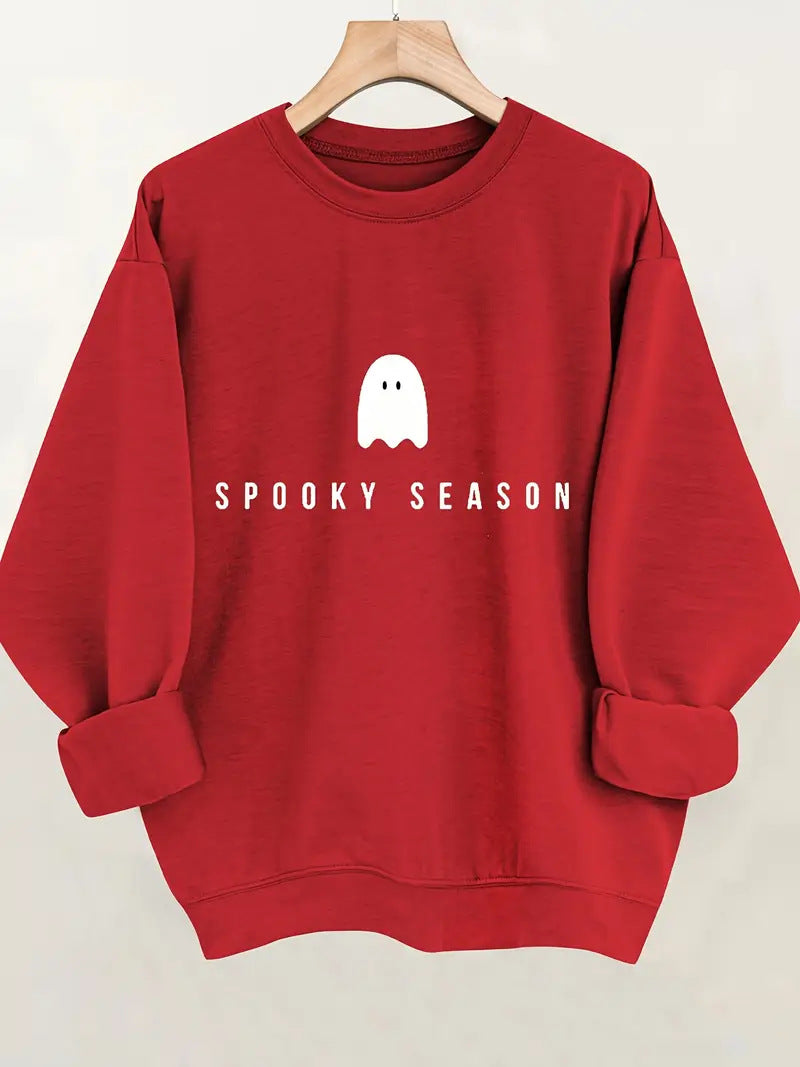 Damen Sweatshirt Lustiges Gespenster-Motiv Weite Passform Norvielle