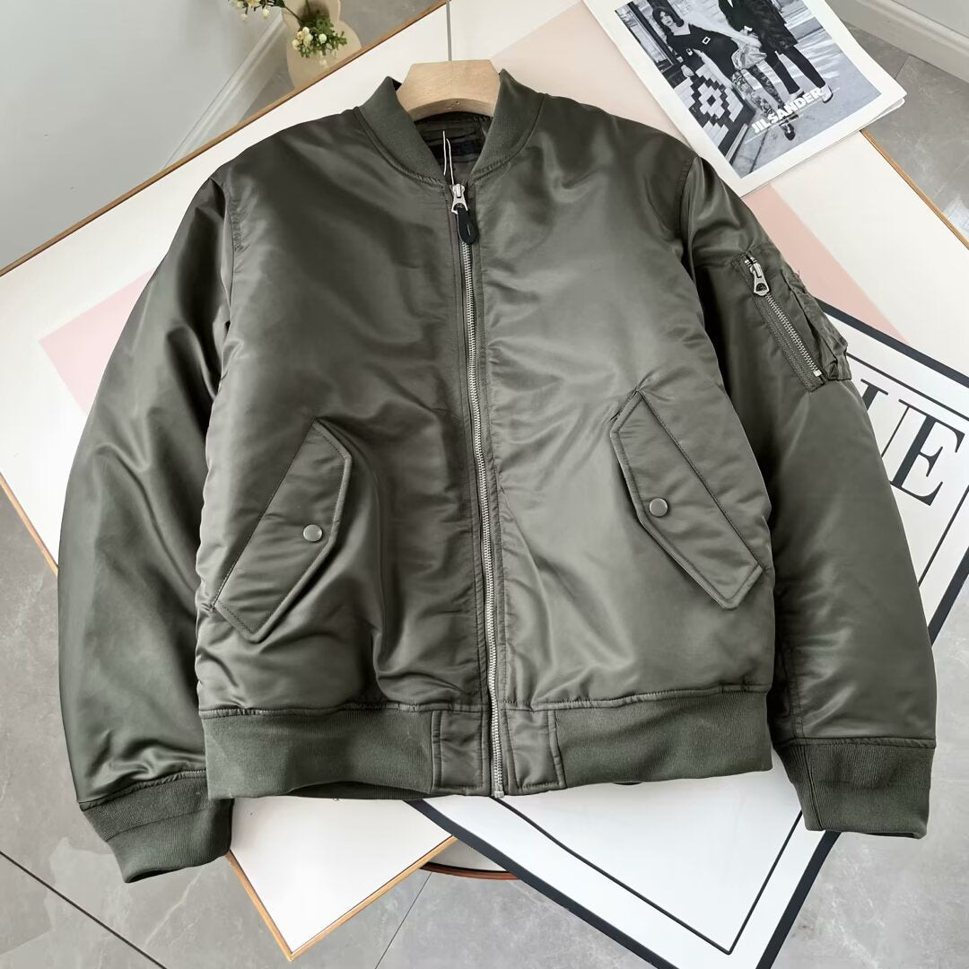 Damen Kunstleder Bomberjacke Praktische Taschen