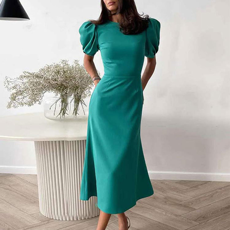 Damen Maxikleid Voluminöse Ärmel Figurbetont Norvielle