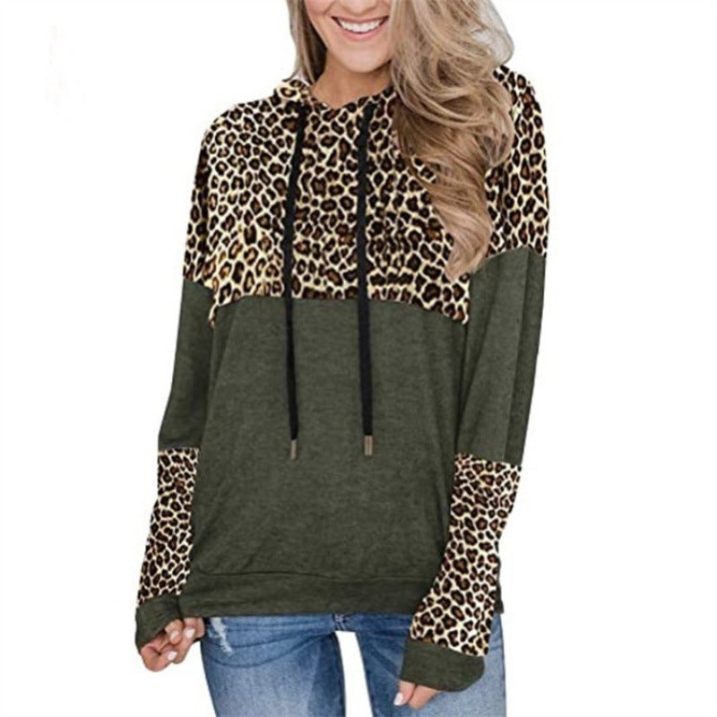 Damen Kapuzenpullover Leopardenmuster Lässig Norvielle