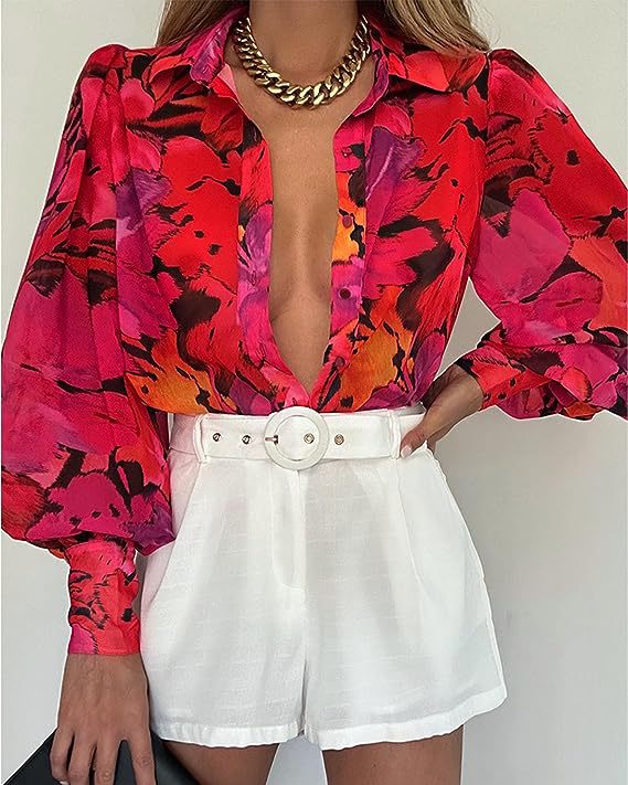 Damen Bluse Leopardenmuster Lässiger Schnitt