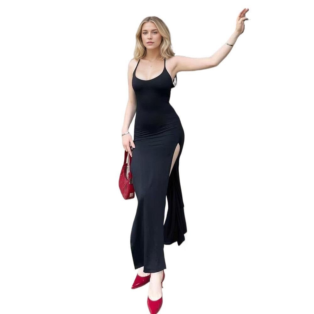 Damen Maxikleid mit tiefem Ausschnitt und Spaghettiträgern