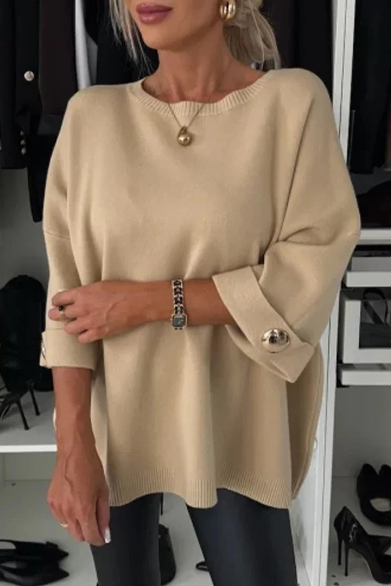 Damen Oversized Pullover mit Knopfdetails Elegantes Design Norvielle