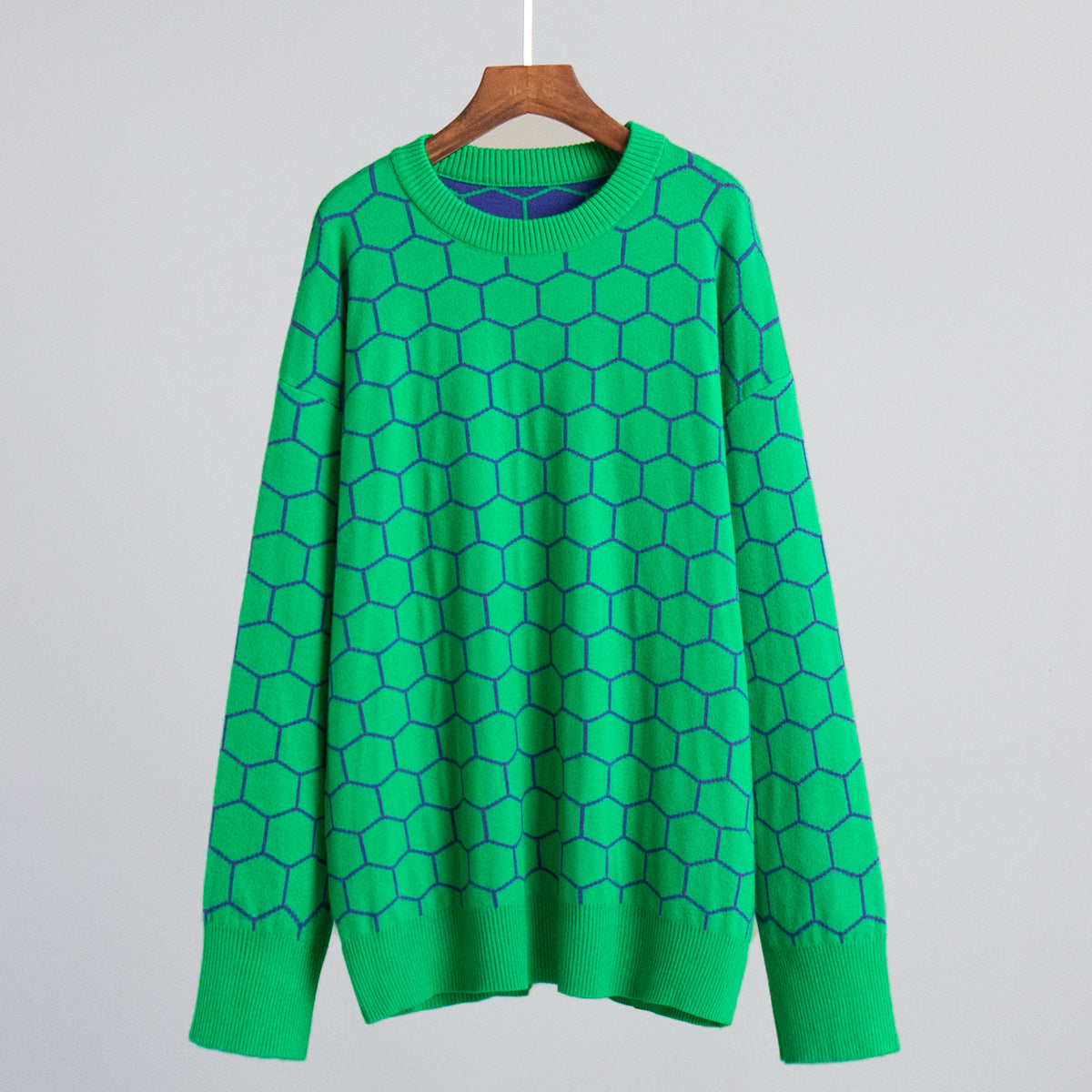 Damen Sweatshirt Gemusterter Wabenmuster Locker Norvielle