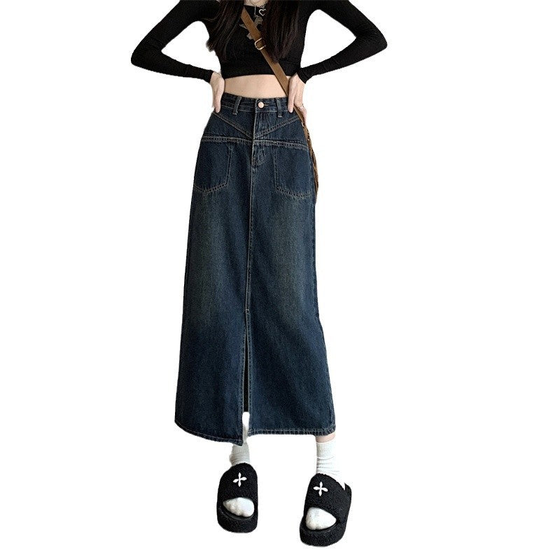 Damen Jeansrock Hochschlitz Norvielle