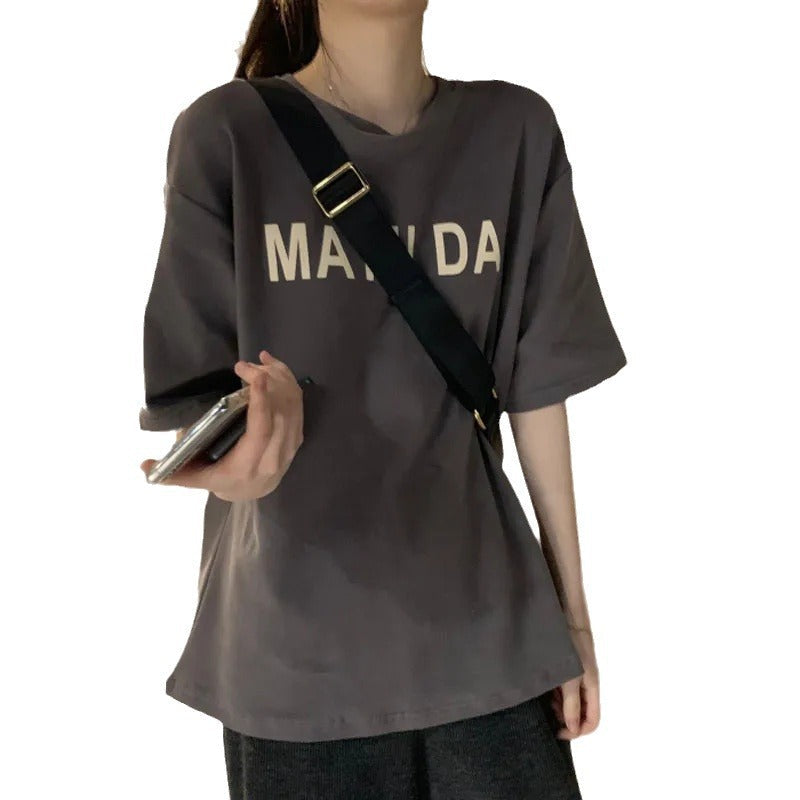 Damen T-Shirt Komfort aus Baumwolle mit Schriftzug