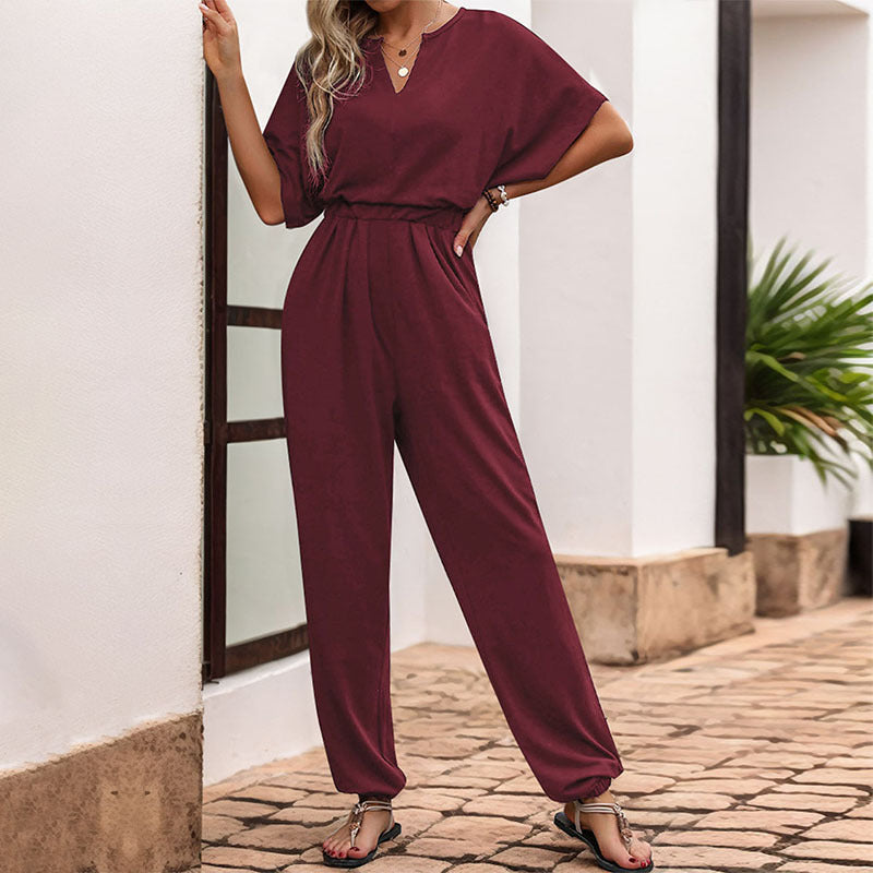 Damen Jumpsuit Weites Bein Komfort Taillengürtel Norvielle