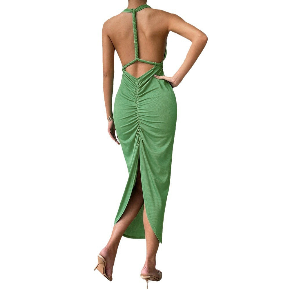 Damen Maxikleid V-Ausschnitt Elegantes Halterdesign Norvielle