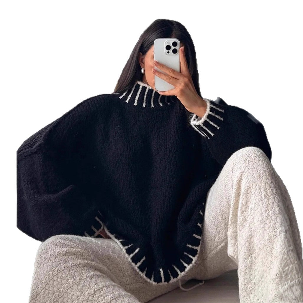 Damen Pullover Oversized Moderner Kragen Norvielle
