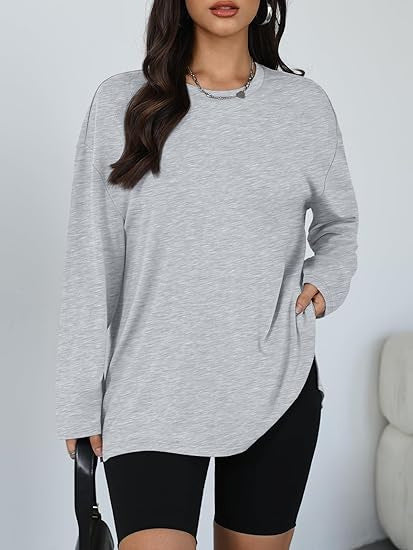 Damen Longsleeve T-Shirt mit Seitenschlitzen Norvielle