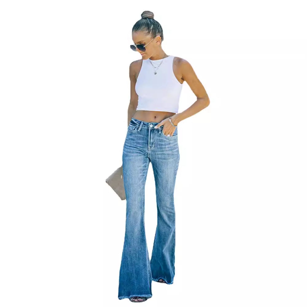 Damen High-Waist Flared Jeans Klassisch Norvielle