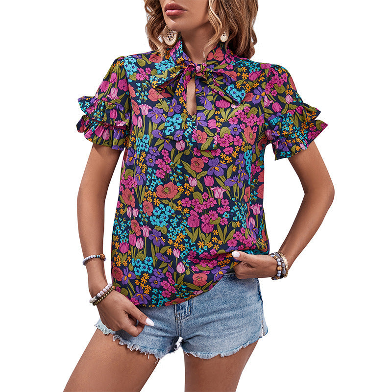 Damen Bluse Rüschendetails Floralmuster Norvielle