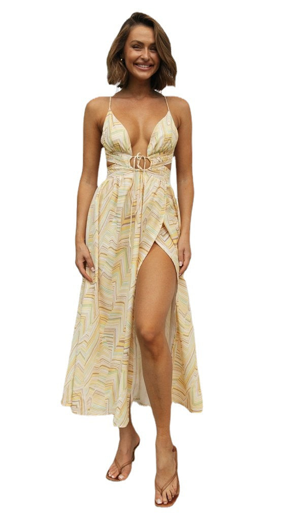 Damen Maxi-Kleid mit Knotendetail und hohem Schlitz Norvielle