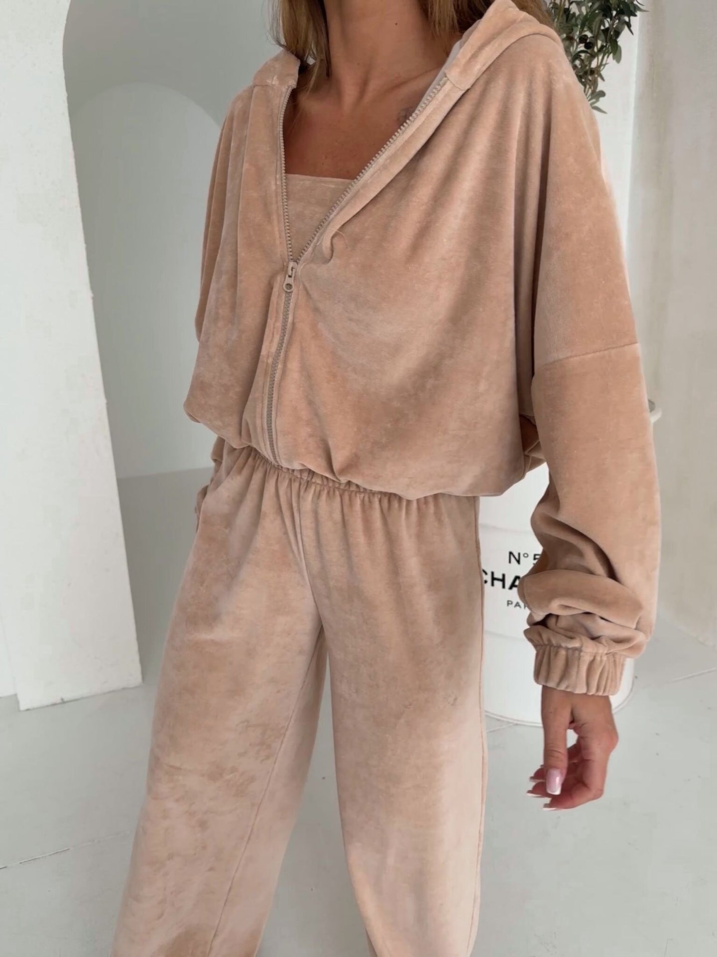 Damen Fleece-Loungewear-Set Weites Oberteil Bequeme Hose Norvielle