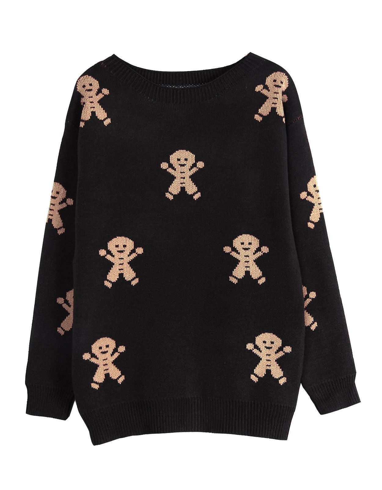 Damen Strickpullover Lebkuchenmotiv Weitschnitt Norvielle