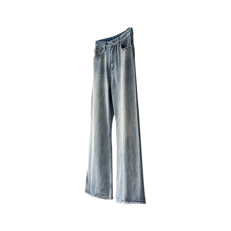 Damen Weite Denim-Jeans Hochbund Norvielle