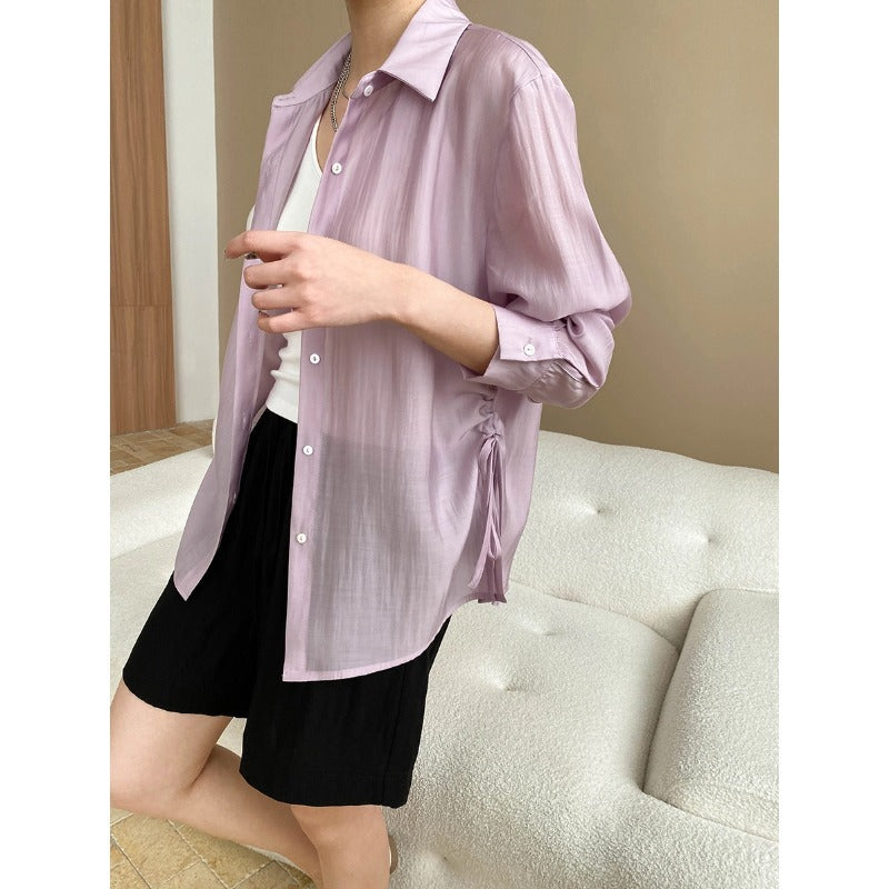 Damen Kurzarmbluse Transparent Norvielle