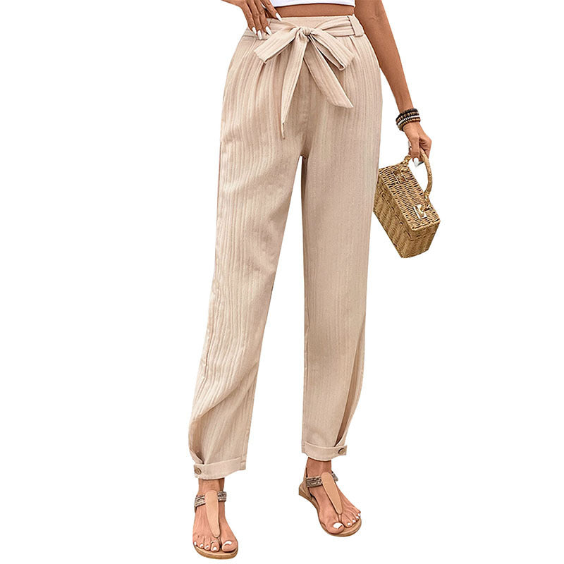 Damen Chinohose mit Gürtel Elastischer Bund