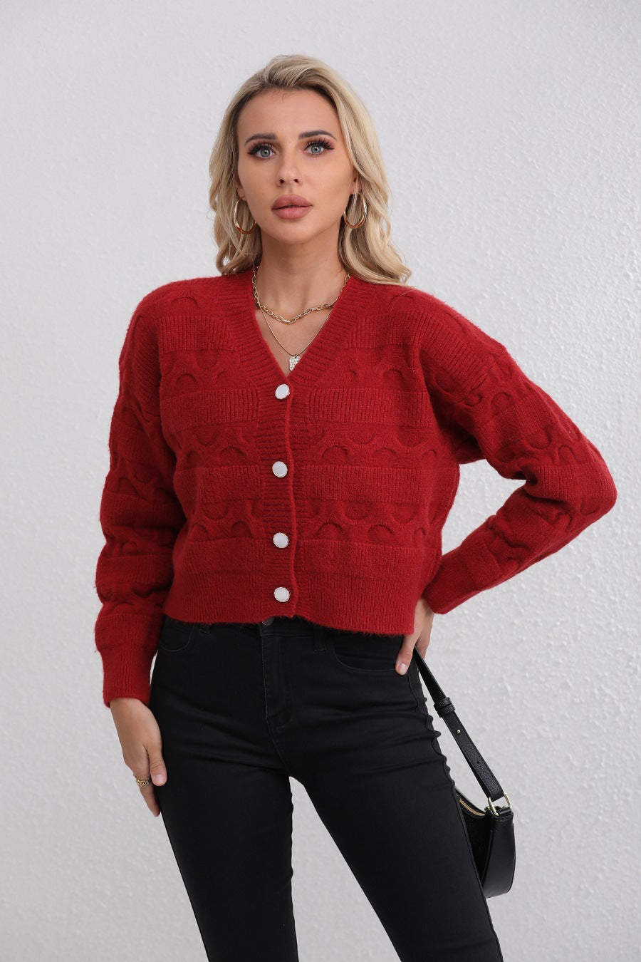 Damen Strickjacke Jacquard Muster Norvielle