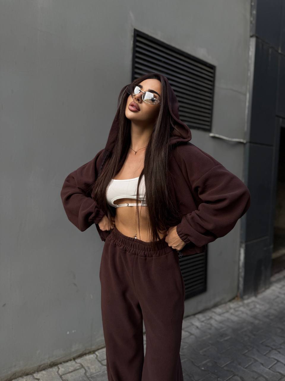 Damen Fleece Crop- Set mit weiter Hose Norvielle