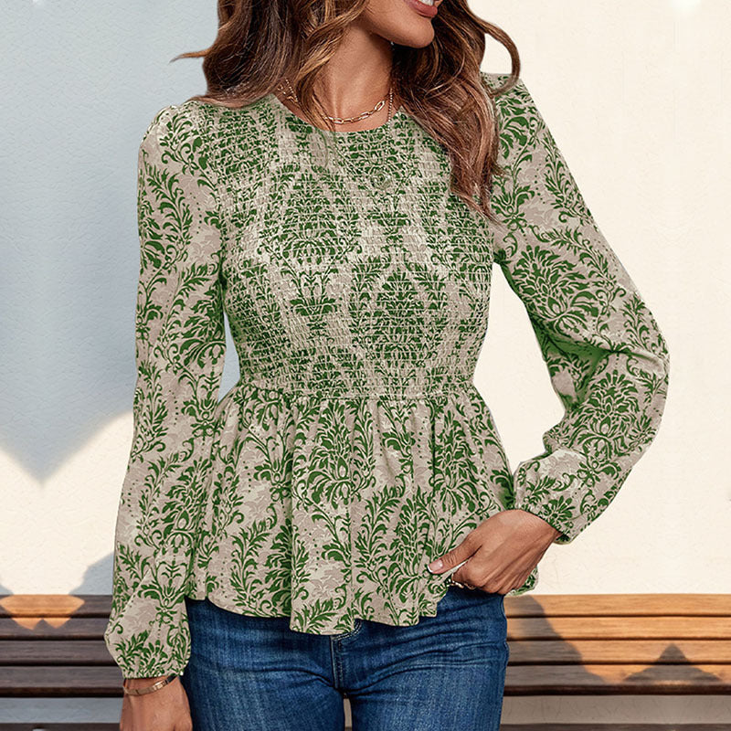 Damen Bluse Floralmuster Rüschen Elegant