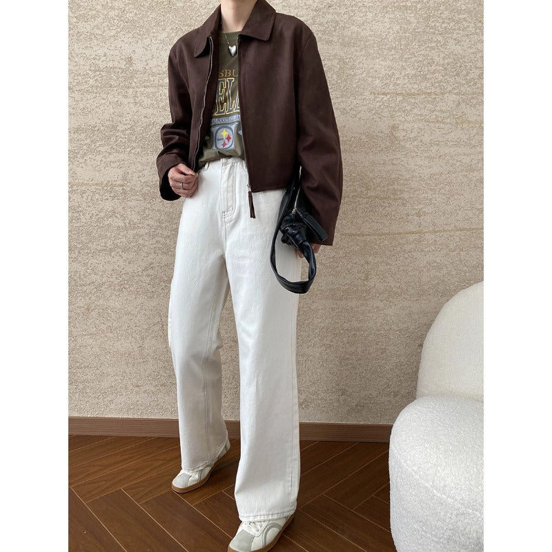 Damen Wildlederjacke Weich Minimalistisch