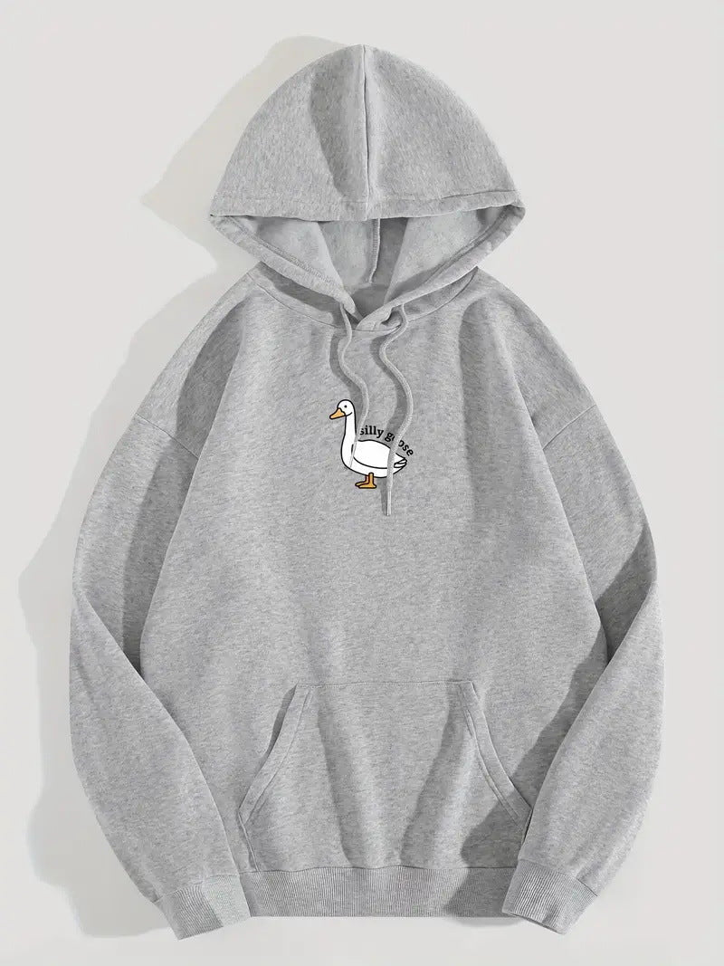 Damen Kapuzenpullover Gänsemotiv Weiches Fleece Innen Norvielle