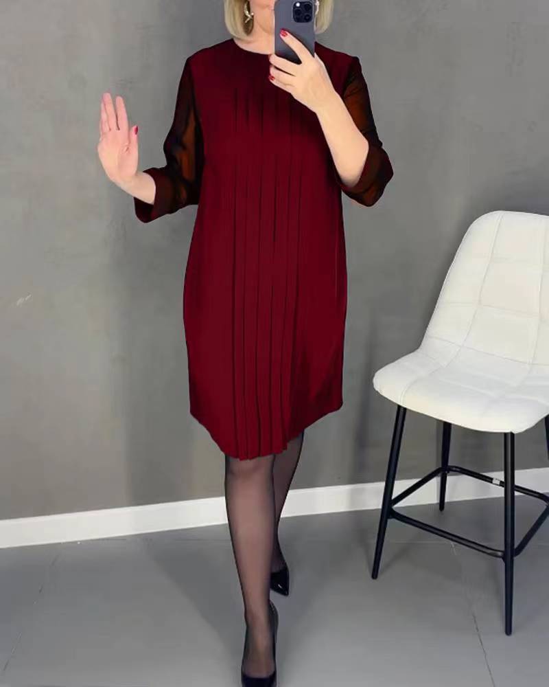 Damen Rüschenkleid transparente Ärmel Norvielle