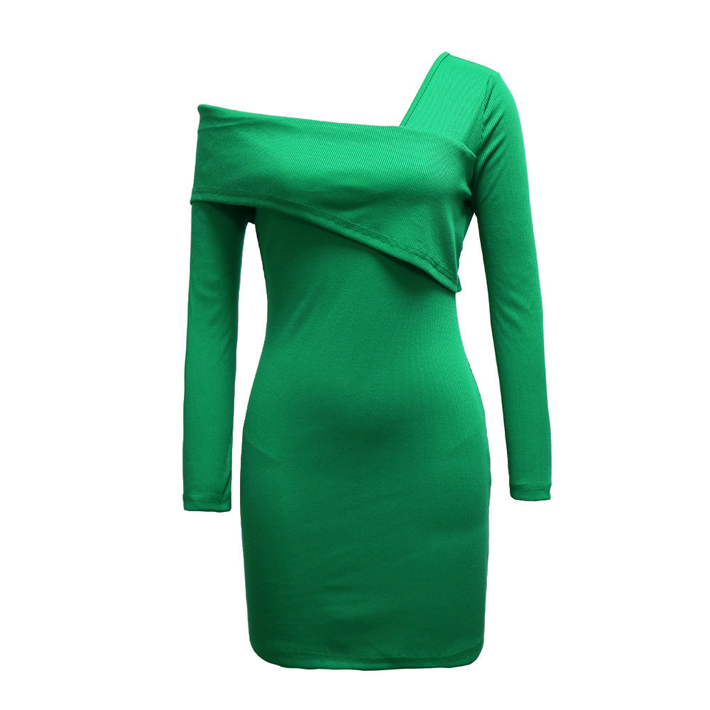 Damen Asymmetrisches Mini-Kleid mit langen Ärmeln Norvielle
