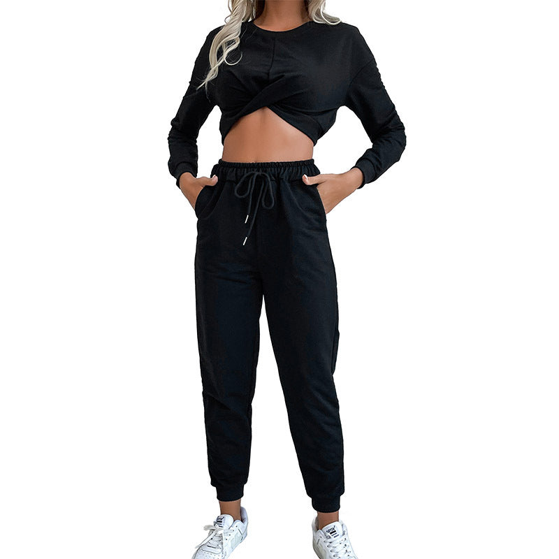 Damen Jumpsuit Elastischer Bund Knoten-Detail