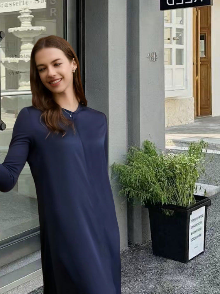 Damen Maxikleid Langarm Elegantes Design