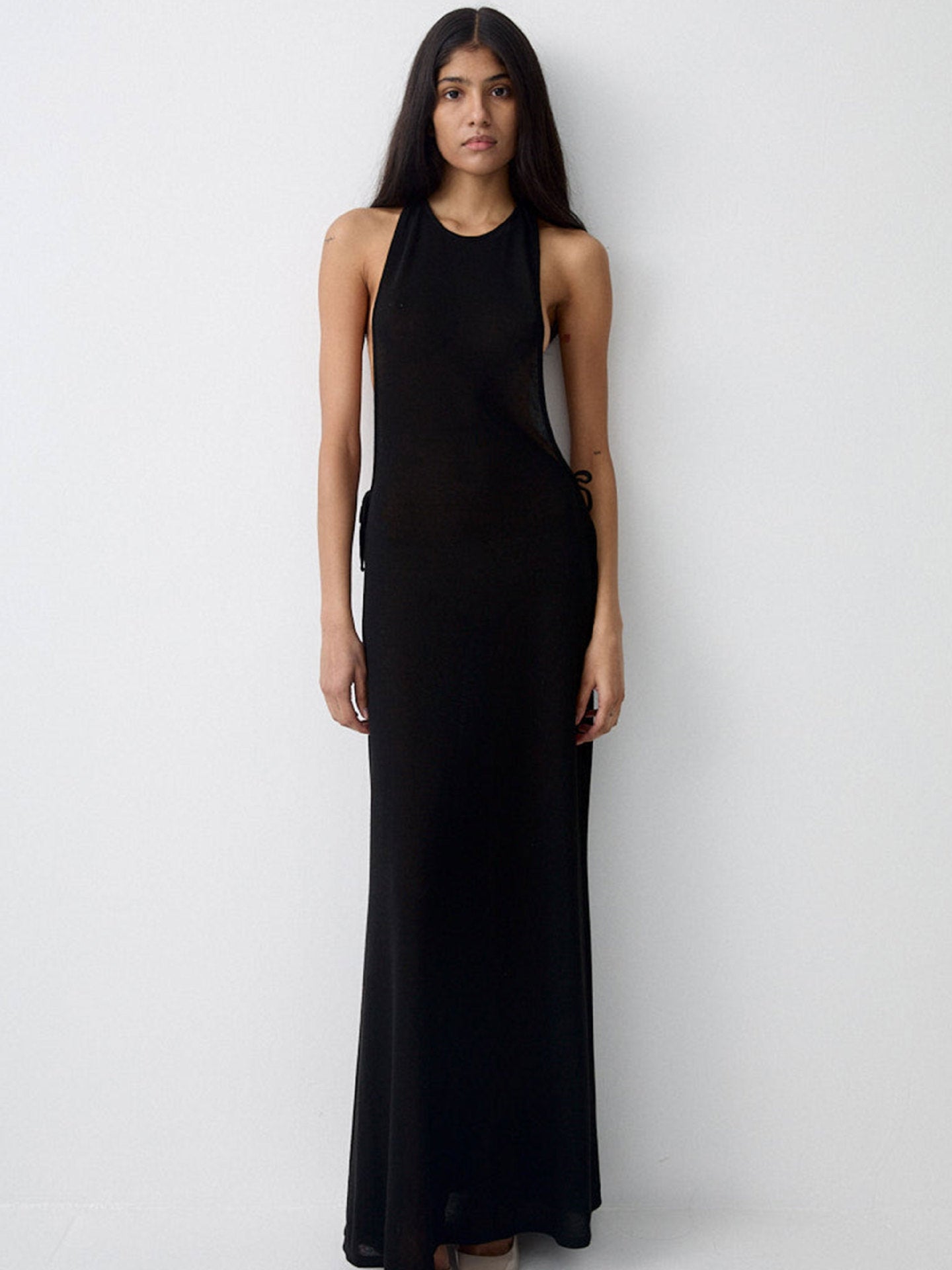 Damen Seidenkleid Lang Elegant Schleifen Norvielle
